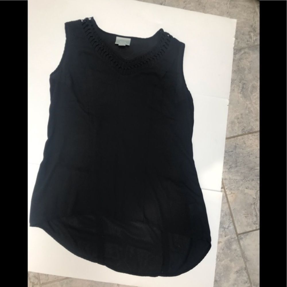 MAEVE ANTHROPOLOGIE Black Sleeveless Tank Openwork Blouse size Medium